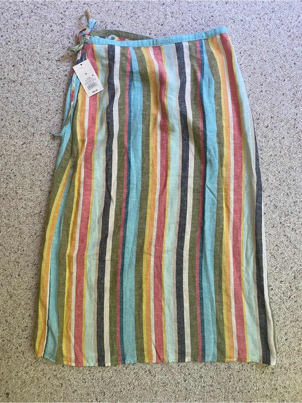 NWT A New Day Striped Linen Midi Wrap Skirt